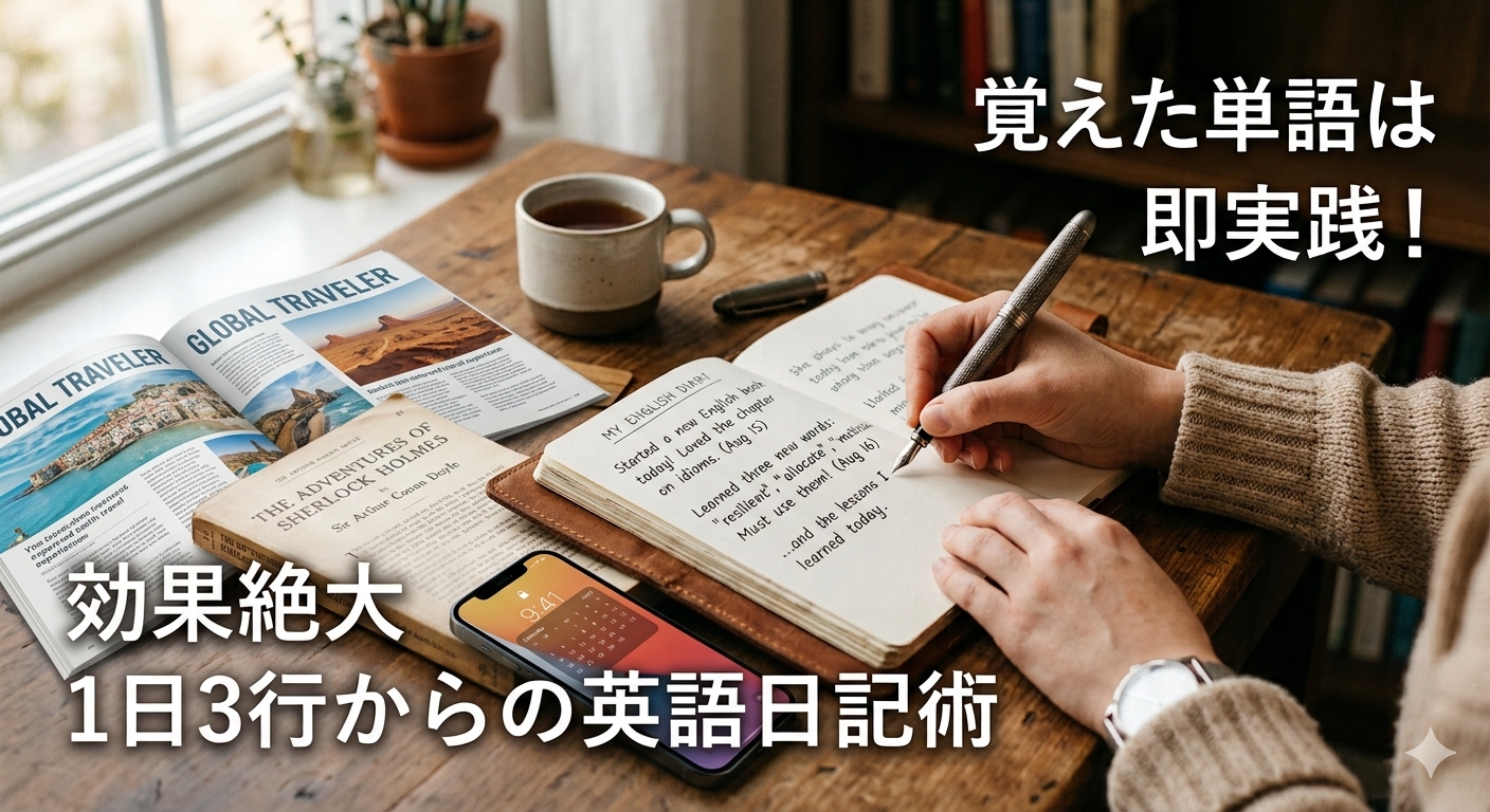 ただ覚えるだけは卒業！「使える英語」を身につける語彙＆日記術page-visual ただ覚えるだけは卒業！「使える英語」を身につける語彙＆日記術ビジュアル